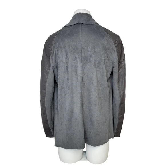 Blank NYC Womens Faux  Suede/Leather Drape Front Jacket Cardigan Size XS Gray - Picture 5 of 9